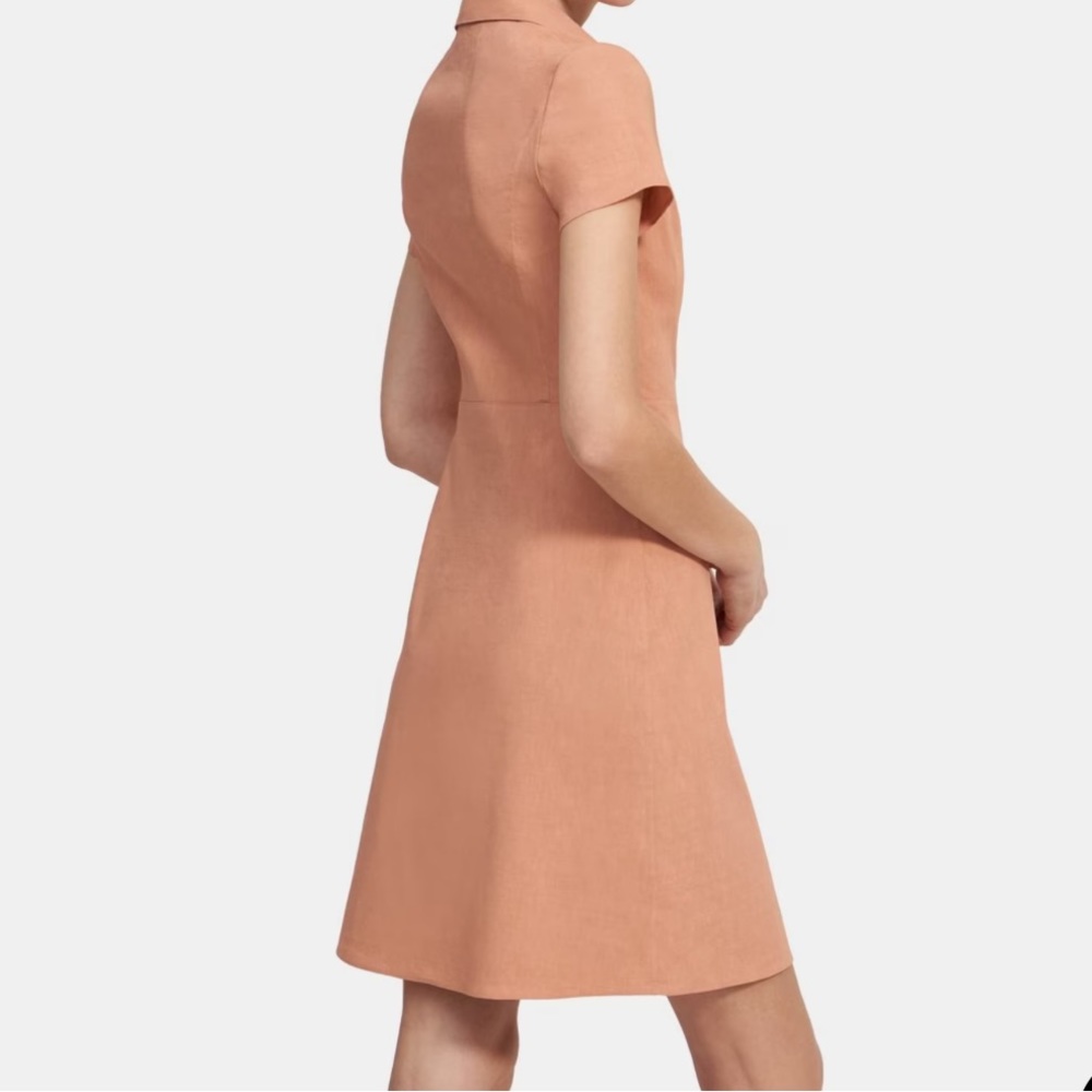 Theory Stretch Linen Dress in Pink Melon size XS